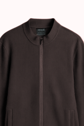 Relaxed Fit Waffle Knit Mock Neck Full Zipper - Fossil